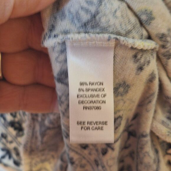 CATO Woman‎ Size 26/28W Top Pullover Tie Neck Tassel Short Sleeve Crochet Boho - Picture 10 of 12